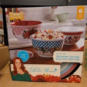 Pioneer Woman Cheerful Rose 6pc Melamime Bowl Set